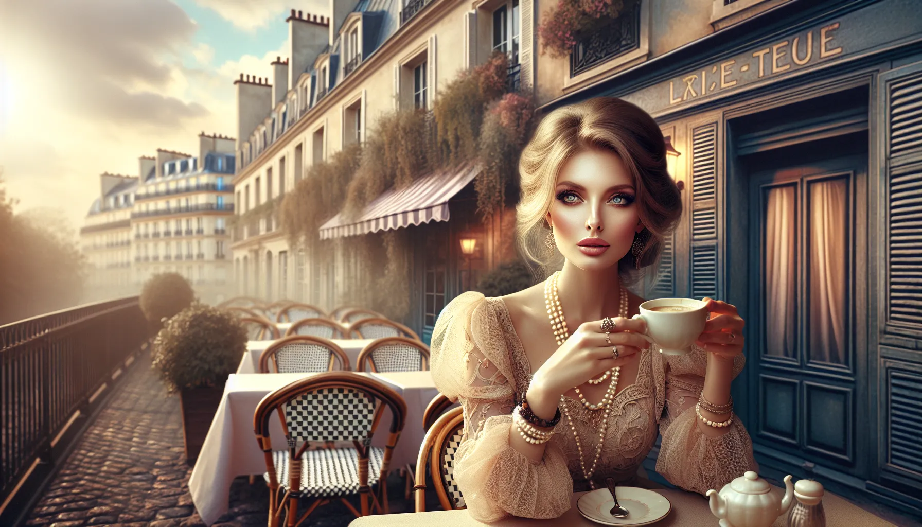 Femme russe vivant en France dans un café parisien