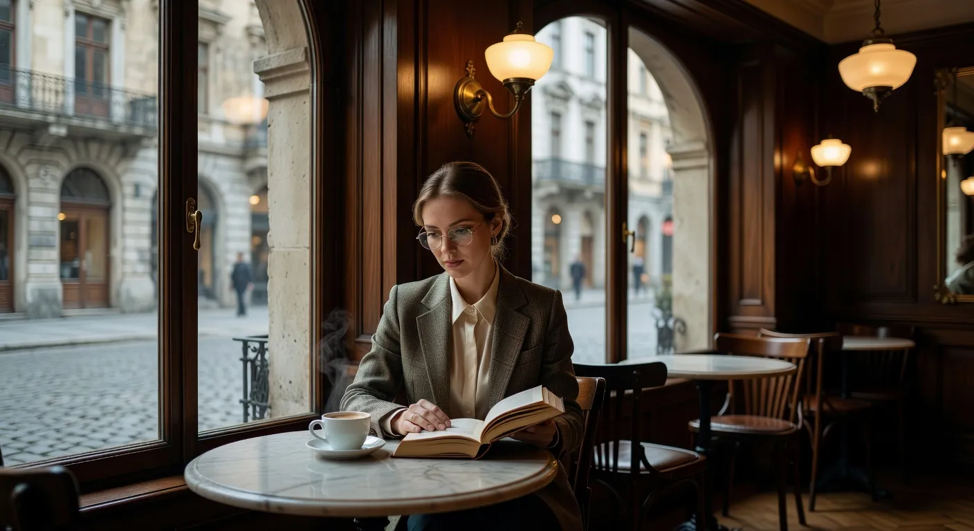 Femme russe lisant dans un cafe a l'europeenne — 50 traits de caractere des hommes et femmes russes