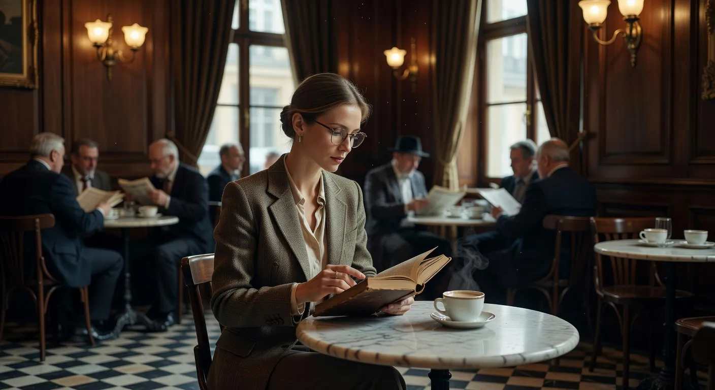 Femme russe lisant dans un cafe a l'europeenne — Sur la beauté des femmes russes et les hommes russes trop gâ