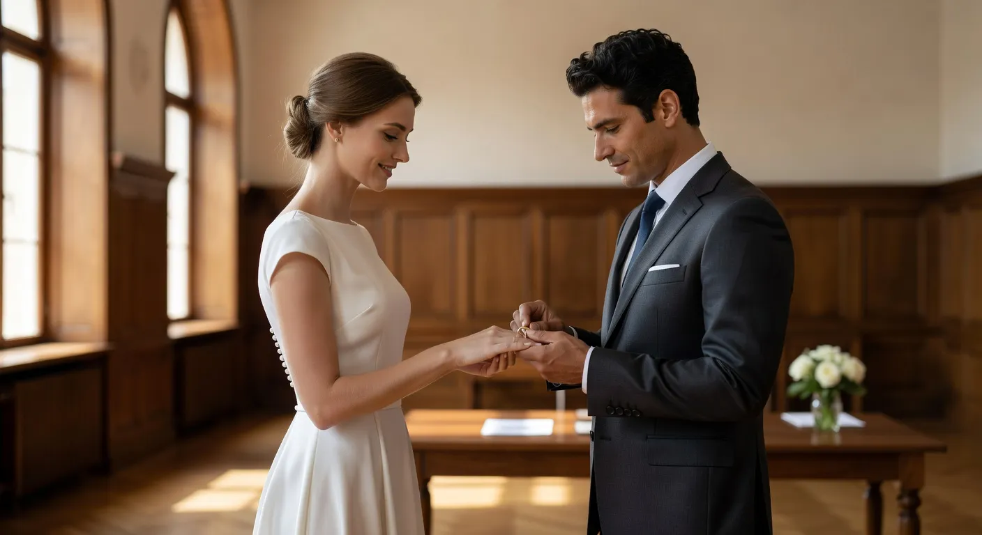 Echange des alliances lors d'un mariage franco-russe — Une femme russe mariee a un francais : adaptation, couple et