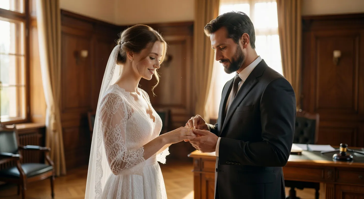 Echange des alliances lors d'un mariage franco-russe — Femme russe pour mariage : le guide complet 2026