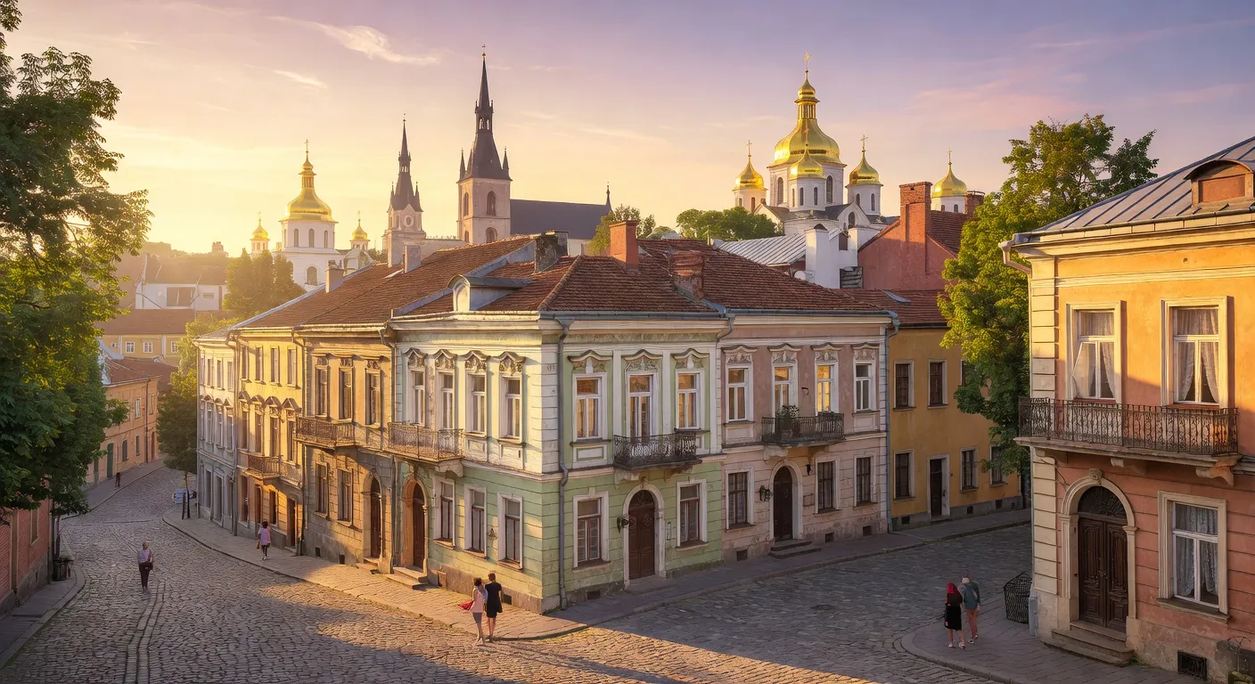 Vue panoramique de Kiev ou Lviv avec batiments historiques — Pourquoi les hommes americains cherchent une rencontre en Uk