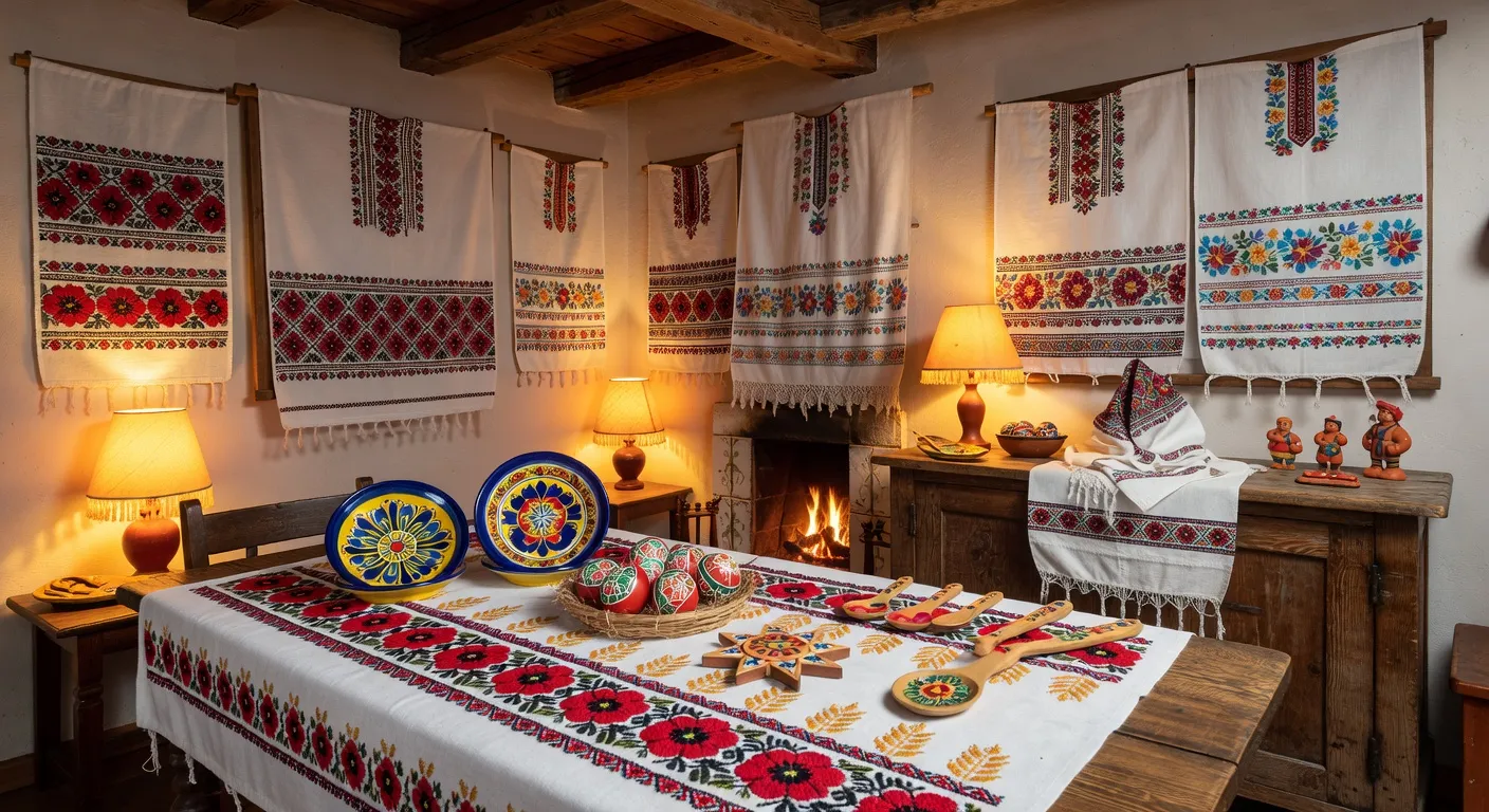 Scene culturelle ukrainienne avec broderie et art traditionnel — Des troupes russes à la frontière avec l'Ukraine. Faut-il s'